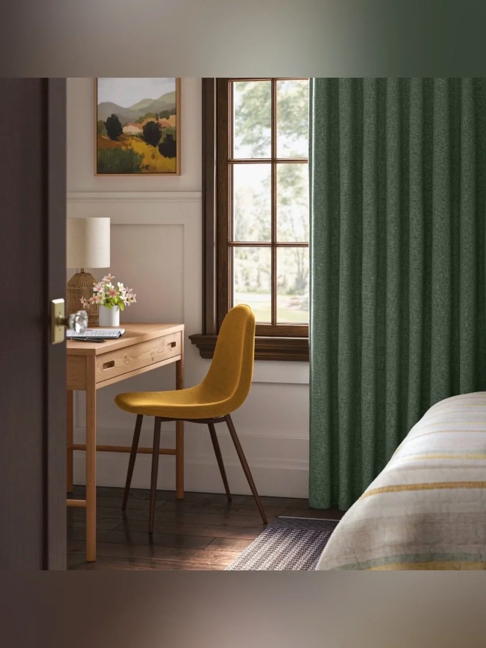 Classic Textured Green Curtain Panel Threshold / Target . Blackout 63” inches x2